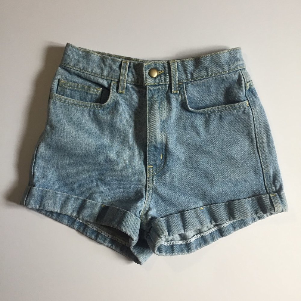 High-Waisted Light Wash Denim Shorts